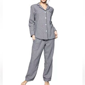 Petite Plume Cotton West End Houndstooth Flannel Pajama Set Women's
